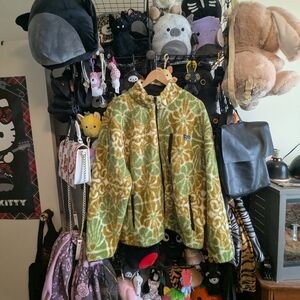 Retro Floral Sherpa Fleece Jacket